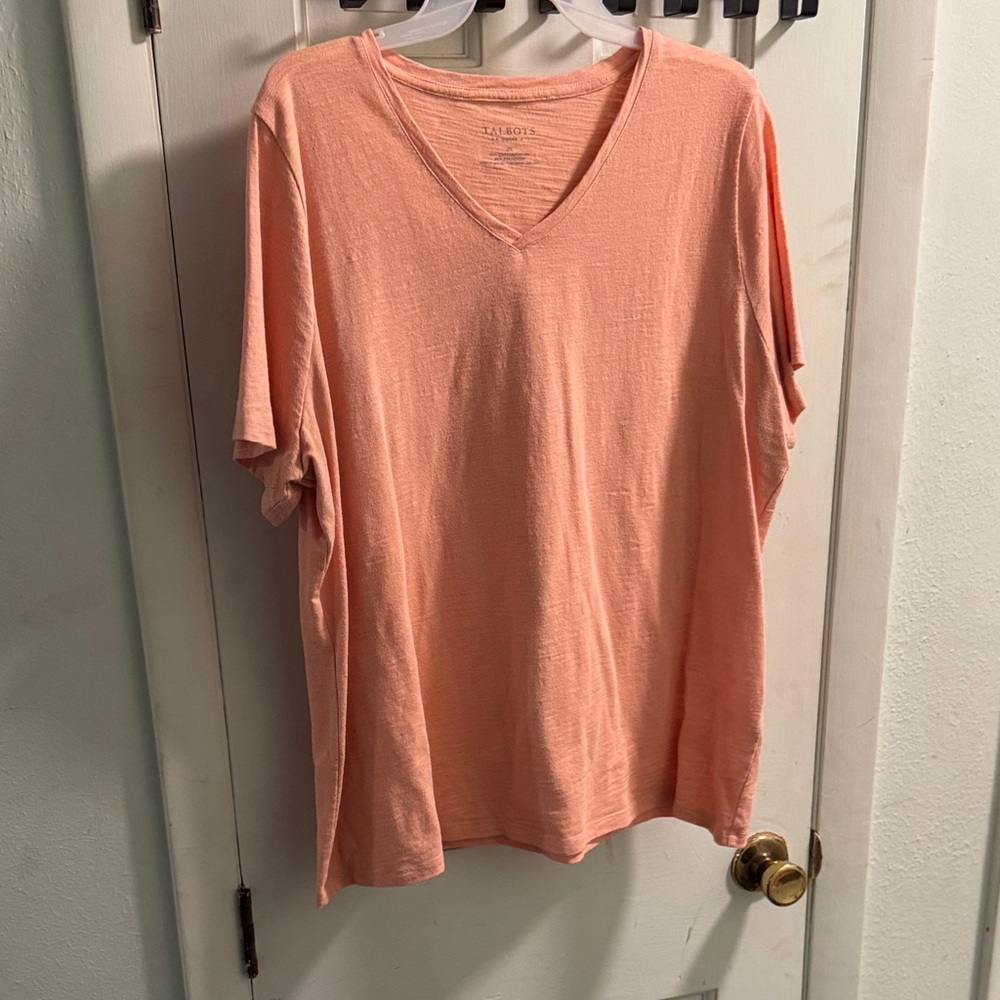 Talbots Coral V-Neck Short Sleeve Tee